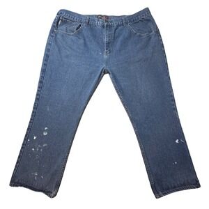 Oscar Selected Jeans Mens 50x30(46x28) Blue Straight Leg Paint Splatter Workwear